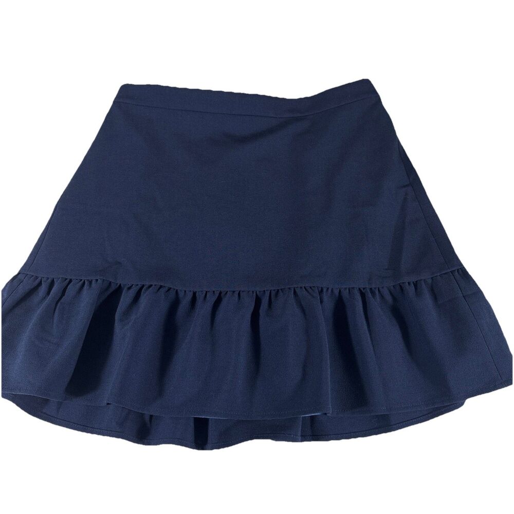 J Crew Mercantile Size 6 Navy Blue Flounce Mini Skirt Ruffle Hem